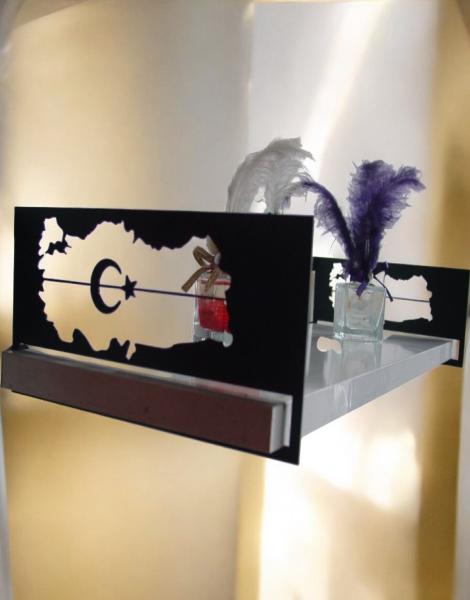 Türk Bayrak Temalı Duvar Rafı,Mutfak Rafları, Duvar Rafı, Dekoratif Banyo Antre Rafı